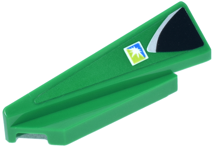 Wedge 5 x 1 x 1 1/3 with 4 x 1 Base Left with Black and Silver Tinted Window and Square Aramco Logo Pattern (Sticker) - Set 76925