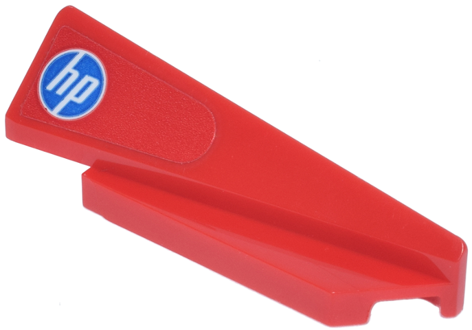 Wedge 5 x 1 x 1 1/3 with 4 x 1 Base Right with Blue and White Circle 'hp' Logo Pattern (Sticker) - Set 77242