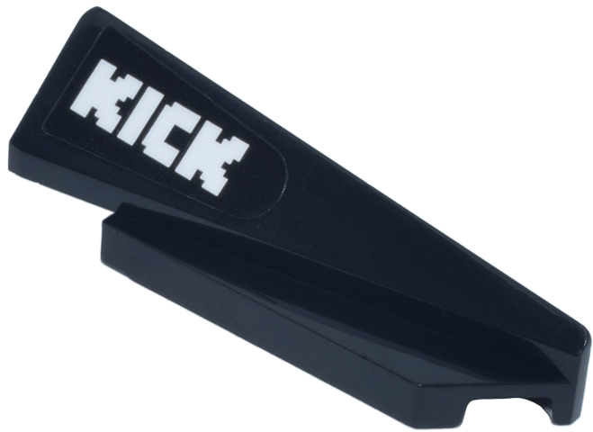 Wedge 5 x 1 x 1 1/3 with 4 x 1 Base Right with White 'KICK' Logo Pattern (Sticker) - Set 77247