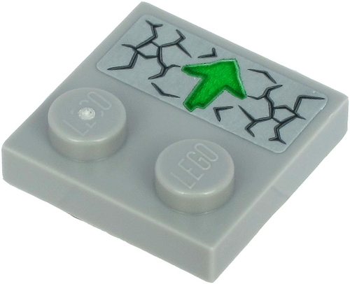 Tile, Modified 2 x 2 with Studs on Edge with Cracks and Green Arrow Pointing Away from Studs Pattern (Sticker) - Sets 71717 / 71719 / 71721 / 71722