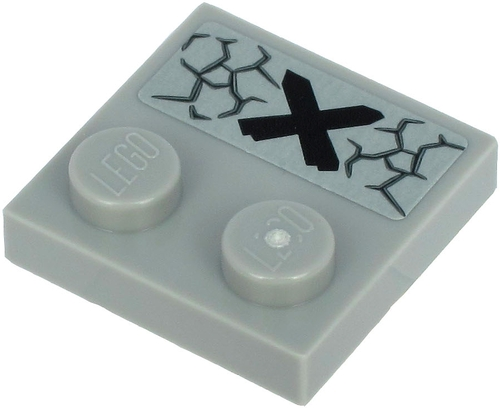 Tile, Modified 2 x 2 with Studs on Edge with Black Cross and Cracks Pattern (Sticker) - Sets 71717 / 71719 / 71721