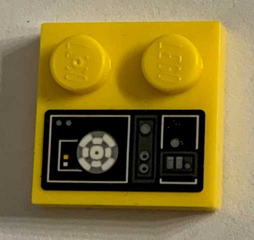 Tile, Modified 2 x 2 with Studs on Edge with SW Millennium Falcon Control Panel and Buttons Pattern (Sticker) - Set 75212