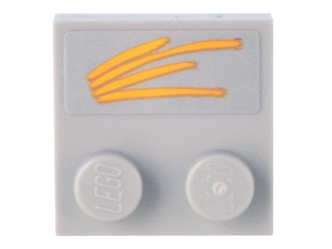 Tile, Modified 2 x 2 with Studs on Edge with 4 Bright Light Orange Brushstrokes (100th Anniversary Logo) Pattern (Sticker) - Set 10299