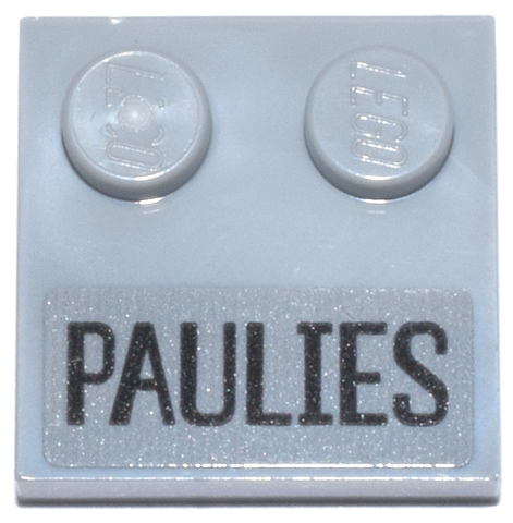 Tile, Modified 2 x 2 with Studs on Edge with Black 'PAULIES' Pattern (Sticker) - Set 76271