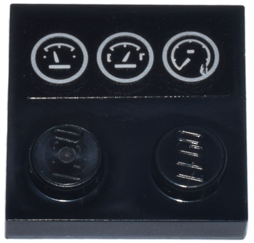 Tile, Modified 2 x 2 with Studs on Edge with Silver Dashboard Gauges Pattern (Sticker) - Set 10357