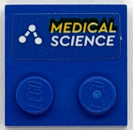 Tile, Modified 2 x 2 with Studs on Edge with White and Yellow 'MEDICAL SCIENCE' Pattern (Sticker) - Set 76294