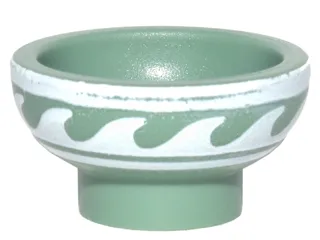 Minifigure, Utensil Bowl with White Rim and Waves Pattern