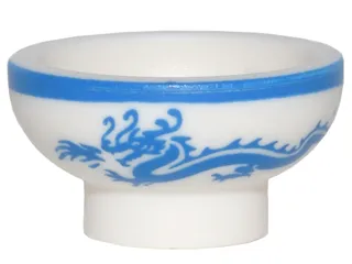 Minifigure, Utensil Bowl with Blue Rim and Dragon Pattern