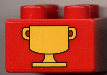 Duplo, Brick 2 x 2 with Trophy Cup Pattern