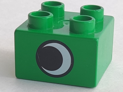 Duplo, Brick 2 x 2 with Eye without White Spot Pattern, on Two Sides