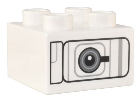 Duplo, Brick 2 x 2 with Black and Dark Bluish Gray Mechanical Panel and Circle Pattern