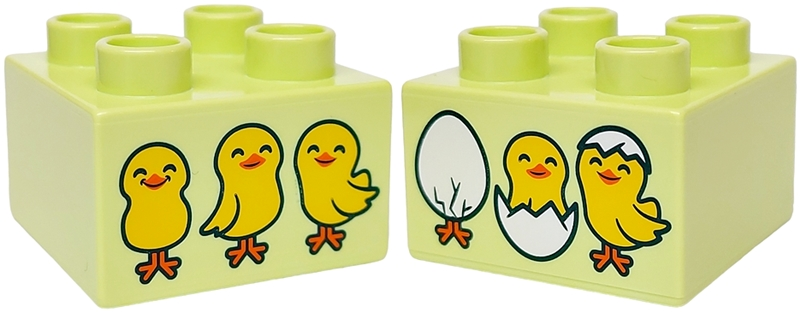 Duplo, Brick 2 x 2 with Chicks / Hatching Eggs Pattern