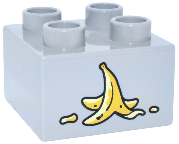 Duplo, Brick 2 x 2 with Yellow and Bright Light Yellow Banana Peel Pattern