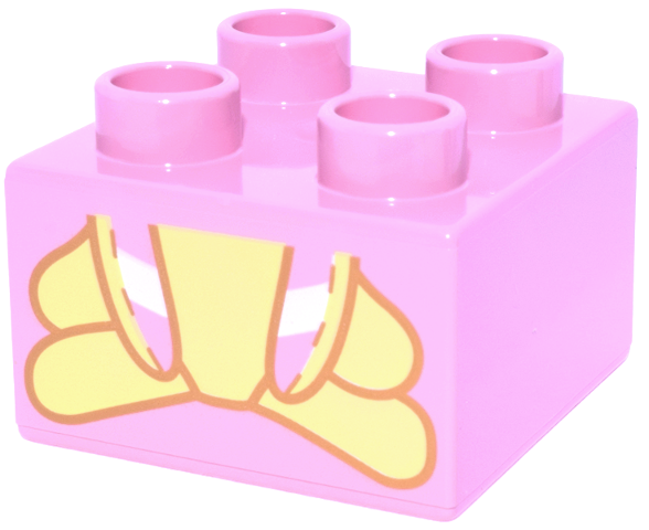 Duplo, Brick 2 x 2 with Bright Light Yellow and Dark Orange Bunny Lower Half Pattern