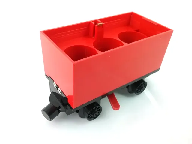 Train Battery Box Car with Three Contact Holes, Red Switch Lever, Black Magnets, and Black Wheels