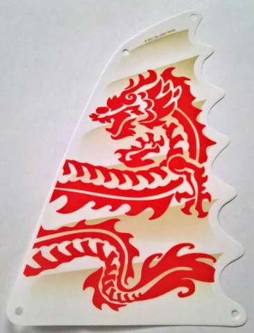 Cloth Sail Triangular 18 x 27 Tapered Top and Wavy Edge with Red Dragon Head, Forelegs and Tail Pattern