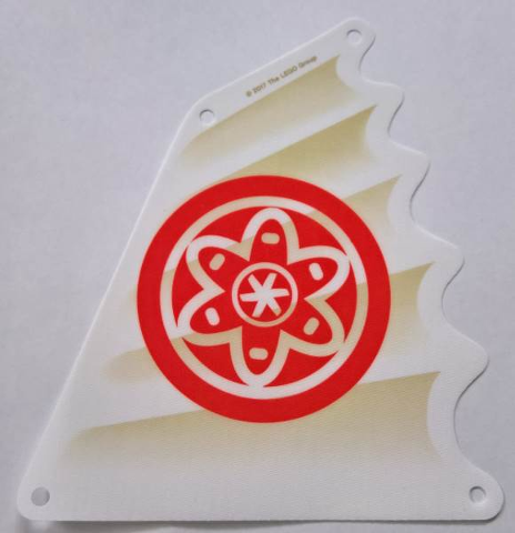 Cloth Sail Triangular 16 x 18 Tapered Top and Wavy Edge with Red Circle with Petals and Inner Circle Pattern