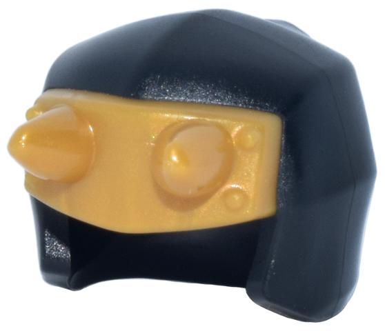 Minifigure, Headgear Ninjago Wrap / Hood Smooth with Molded Pearl Gold Armor Plate with Horns Pattern