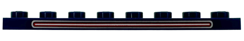 Plate 1 x 8 with with Silver, Dark Red, Red, and White Taillight Bar Pattern