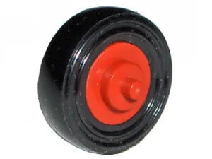 Wheel Center Small with Stub Axles (Pulley Wheel) with Black Tire 14mm D. x 4mm Smooth Small Single (3464 / 3139)