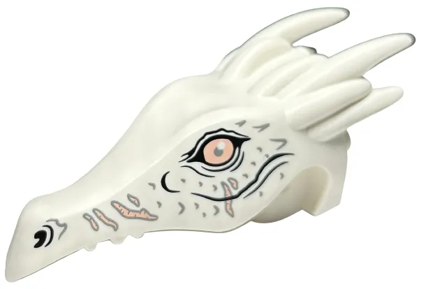 Dragon Head (Ukrainian Ironbelly) Jaw Upper with Horns with Light Nougat Eyes and Scars, Black Nostrils, and Dark Bluish Gray Scales Pattern