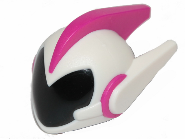 Mini Doll, Headgear Helmet Alien with Two Side Spikes and Top Ridge, White with Black Visor Pattern
