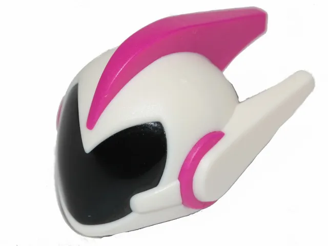 Mini Doll, Headgear Helmet Alien with Two Side Spikes and Top Ridge, White with Black Visor Pattern