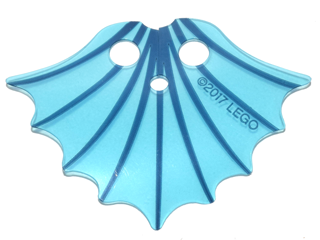 Minifigure Cape Plastic, Scalloped 9 Points with Dark Blue Lines on Trans-Light Blue Background Pattern