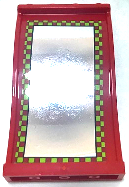 Panel 1 x 4 x 6 Wavy with Funhouse Mirror with Lime Checkered Border Pattern (Sticker) - Set 70922