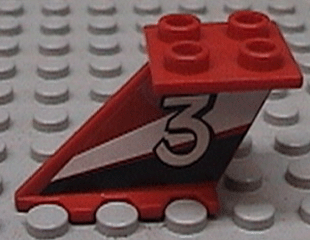 Tail 4 x 2 x 2 with White Number 3 Pattern on Left Side (Sticker) - Set 6543