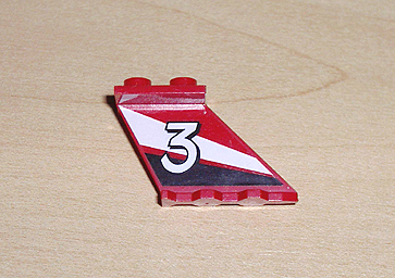 Tail 4 x 2 x 2 with White Number 3 Pattern on Right Side (Sticker) - Set 6543