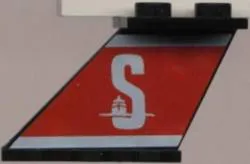 Tail 4 x 2 x 2 with White 'S' (Stena) on Red Background Pattern on Left Side (Sticker) - Set 1548