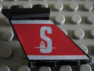 Tail 4 x 2 x 2 with White 'S' (Stena) on Red Background Pattern on Right Side (Sticker) - Set 1548