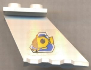 Tail 4 x 2 x 2 with Yellow Submarine on Blue Triangle Pattern on Right Side (Sticker) - Set 6441