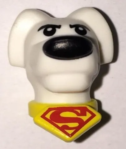 Dog Head with Black Eyes and Nose and Yellow Collar with Red Superman Logo Pattern (Krypto the Superdog)