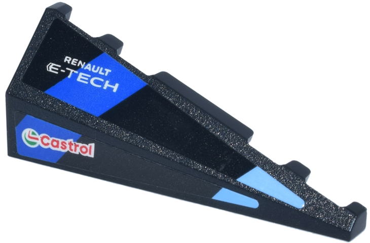 Wedge 5 x 2 Left with Blue and Bright Light Blue Stripes and White 'RENAULT E-TECH' and Red and Green 'Castrol' Logos Pattern (Stickers) - Set 77248