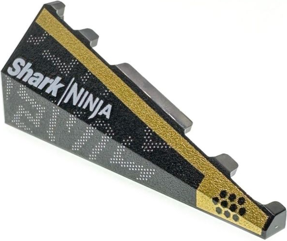 Wedge 5 x 2 Left with White 'Shark' and 'NINJA' Logos, Silver Dots and Gold Stripe Pattern