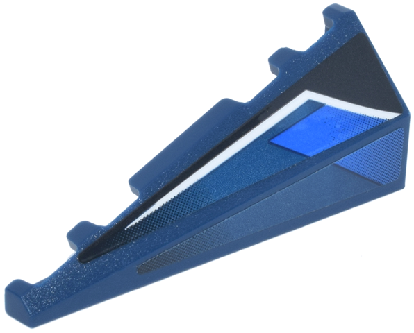 Wedge 5 x 2 Right with Black and Blue Panels and White Stripe Pattern (Stickers) - Set 77249