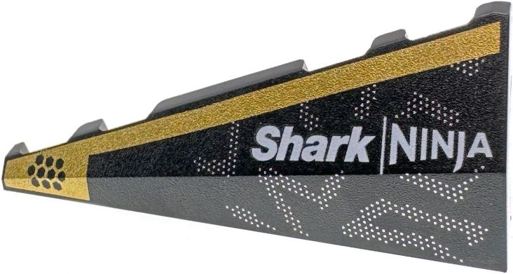 Wedge 5 x 2 Right with White 'Shark' and 'NINJA' Logos, Silver Dots and Gold Stripe Pattern
