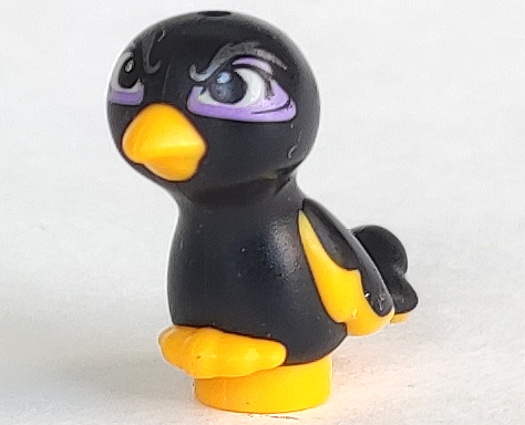 Bird, Friends Style, Feet Joined with Molded Bright Light Orange Beak, Feathers and Toes and Printed Bright Light Yellow Eyes, Dark Silver Eyebrows and Medium Lavender Eye Shadow Pattern (Disney Diablo)