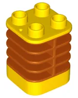 Duplo Brick 2 x 2 x 2 Ribbed - Center Flush with Edge with Molded Flexible Rubber Dark Orange Fins Pattern