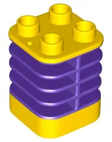 Duplo Brick 2 x 2 x 2 Ribbed - Center Flush with Edge with Molded Flexible Rubber Dark Purple Fins Pattern