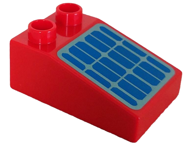 Duplo, Brick 3 x 2 Slope 33 with Blue and Metallic Light Blue Solar Panel Pattern