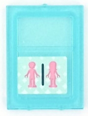 Glass for Train Door with Lip on All Sides with Dark Pink Male and Female Friends Silhouettes (Unisex Restroom) Pattern (Sticker) - Set 41429