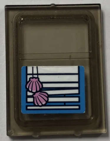 Glass for Train Door with Lip on All Sides with White Venetian Blinds with Bright Pink Shells Drawstring Pattern (Sticker) - Set 41702