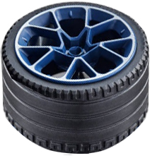 Wheel 62.3mm D. x 42mm Technic Racing Large with Silver Outline Pattern with Black Tire 81.6 x 44 ZR Technic Straight Tread (35187pb01 / 23799)