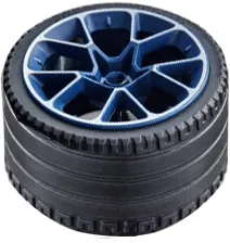 Wheel 62.3mm D. x 42mm Technic Racing Large with Silver Outline Pattern with Black Tire 81.6 x 44 ZR Technic Straight Tread (35187pb01 / 23799)