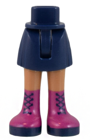 Mini Doll Hips and Skirt with Molded Medium Nougat Legs and Printed Magenta Boots with Dark Blue Laces and Soles Pattern - Thin Hinge