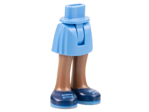 Mini Doll Hips and Skirt with Molded Medium Brown Legs and Printed Dark Blue Shoes with Medium Blue Laces and Soles Pattern - Thin Hinge