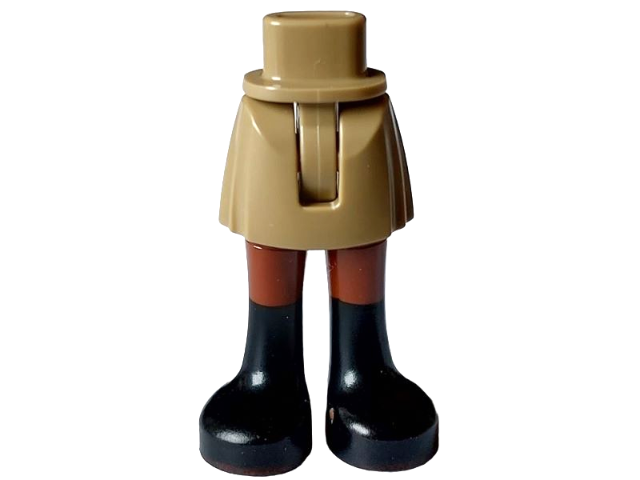 Mini Doll Hips and Skirt with Molded Reddish Brown Legs and Printed Black Boots Pattern - Thin Hinge